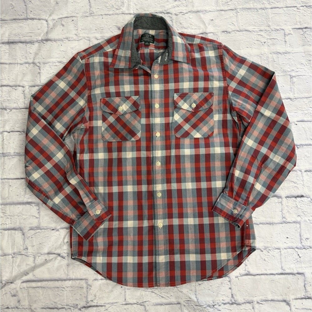 J. Crew Heavyweight Flannel Men’s Size Medium Red Blue Multicolored Plaid
